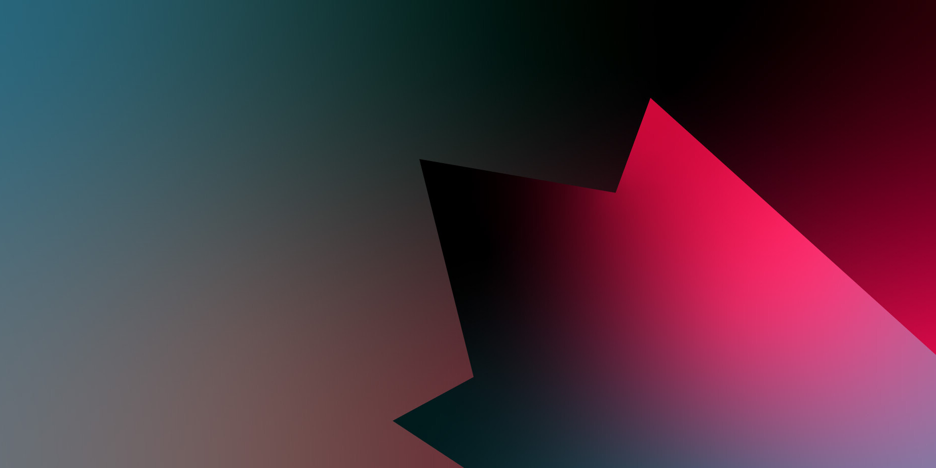 Abstract image featuring a geometric shape resembling a stylized maple leaf in red and black, set against a gradient background that transitions from teal and brown to dark black.
